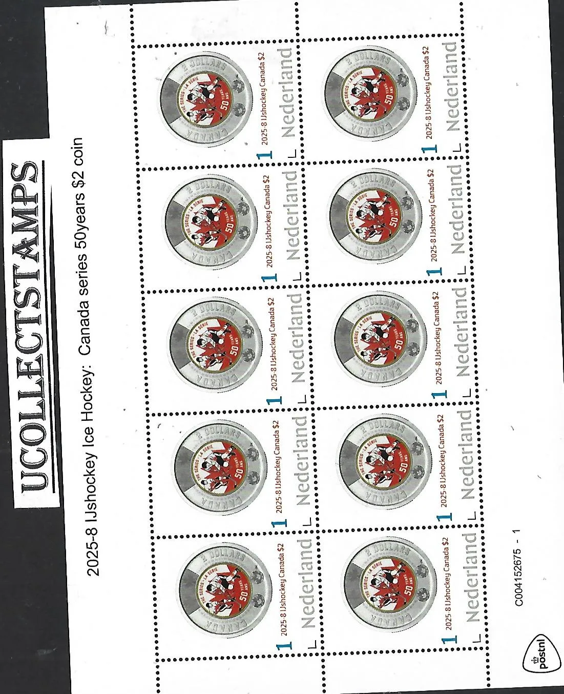 Nederland 2025-8 IJshockey Ice hockey: Canada 2nd series 50years sheet postfris/mnh