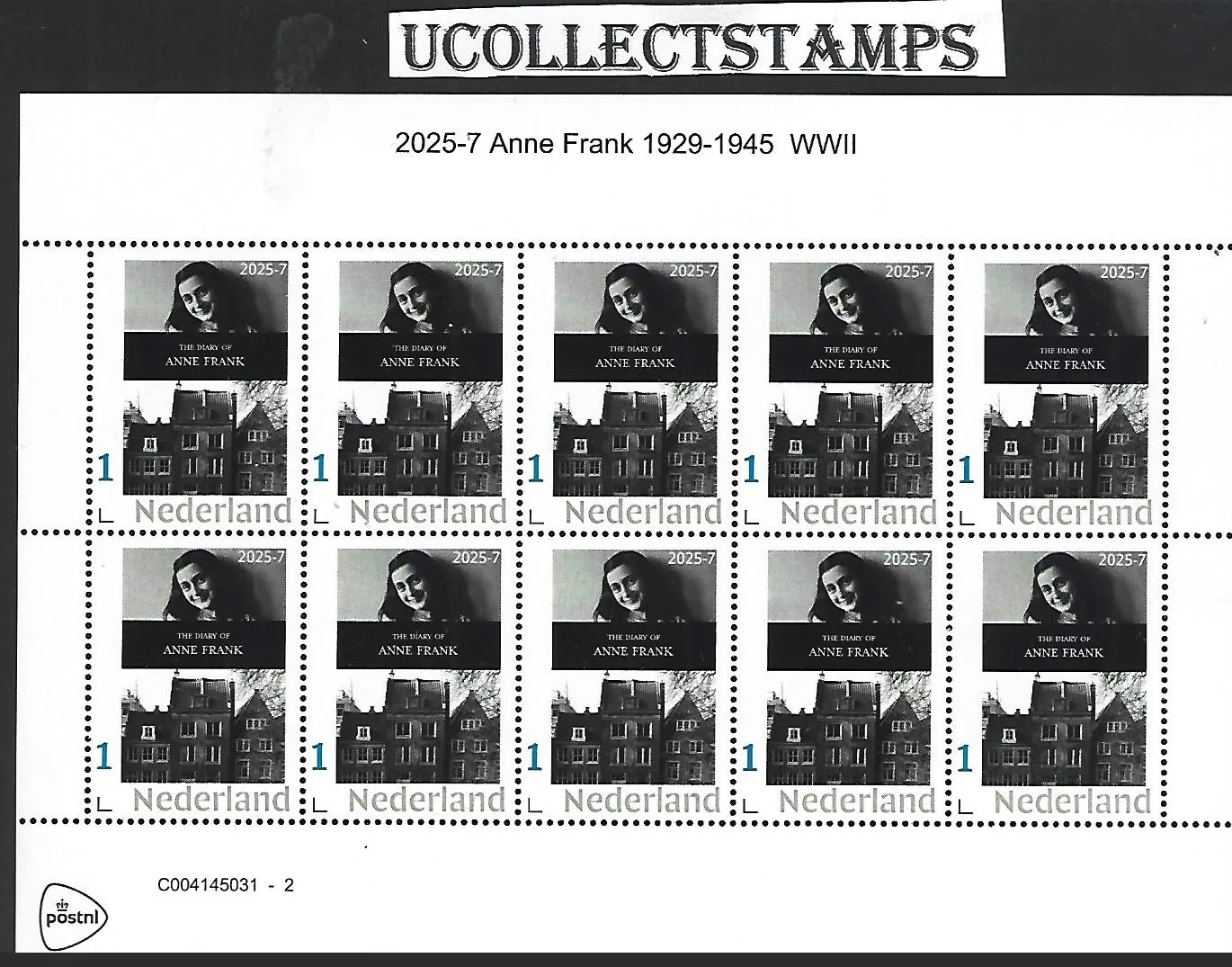 Nederland 2025-7 Anne Frank Diary sheetlet postfris/mnh