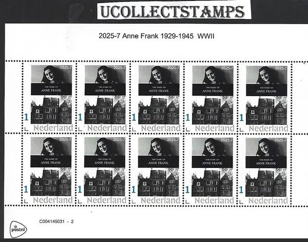 Nederland 2025-7 Anne Frank Diary sheetlet postfris/mnh