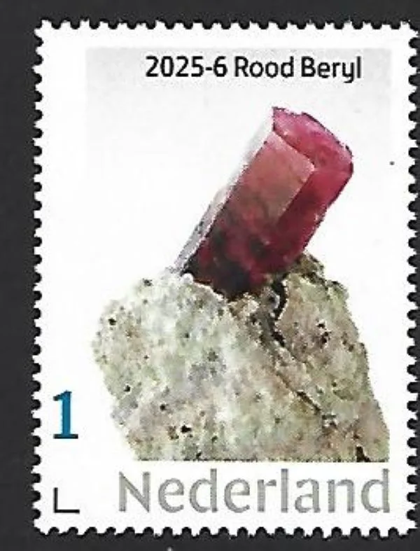 Nederland 2025-6 Mineraal Mineral: Red Beryl postfris/mnh