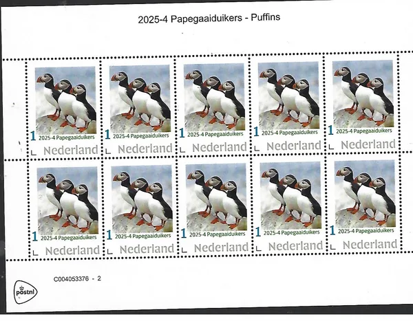 Nederland 2025-4 Papegaaiduikers puffins sheetlet postfris/mnh