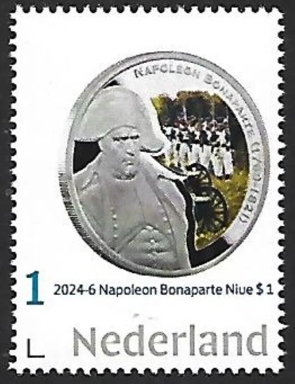Niederlande 2024-6 Napoleon Bonaparte Münze auf Briefmarke postfrisch/mnh