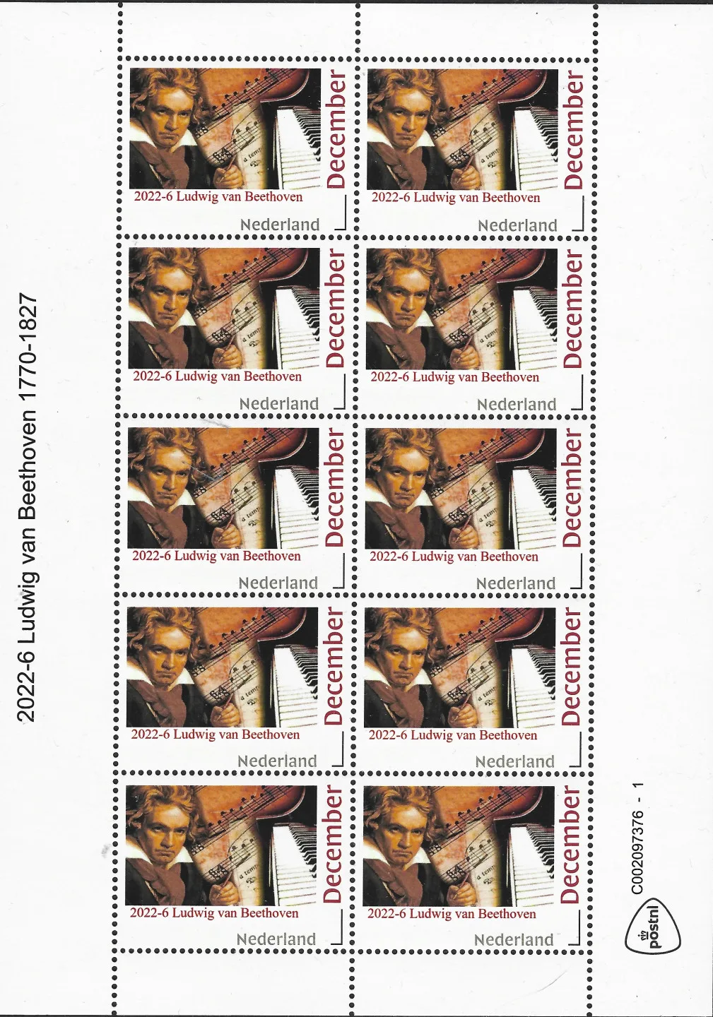 Pays-Bas 2022-6 Ludwig van Beethoven feuille/bloc postfris/mnh