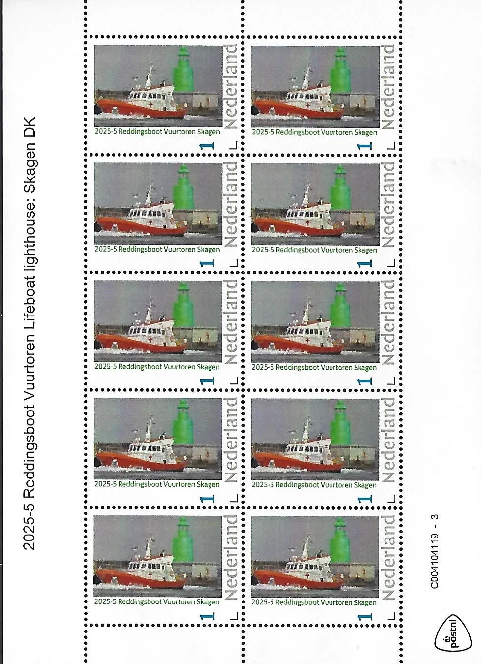 Netherlands 2025-5 Lifeboat Skagen Denmark sheetlet MNH