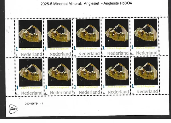 Netherlands 2025-5 Mineral: Anglesite sheetlet MNH