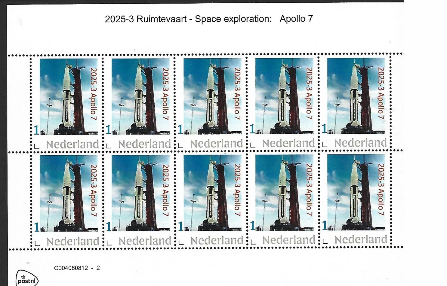 Nederland 2025-3 Ruimtevaart Space: Apollo 7 sheetlet postfris/mnh