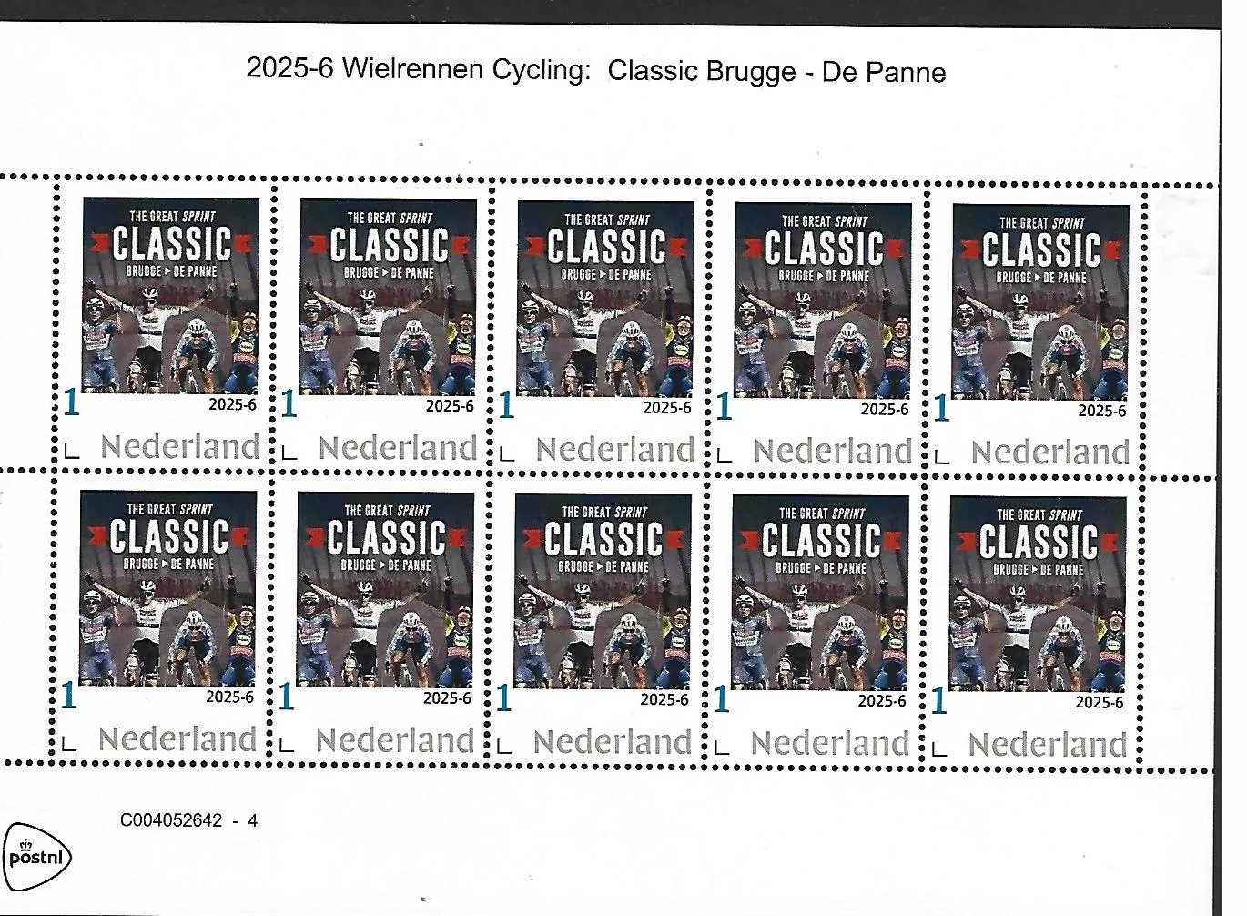 Netherlands 2025-6 Cycling: Classic Brugge-de Panne sheetlet MNH