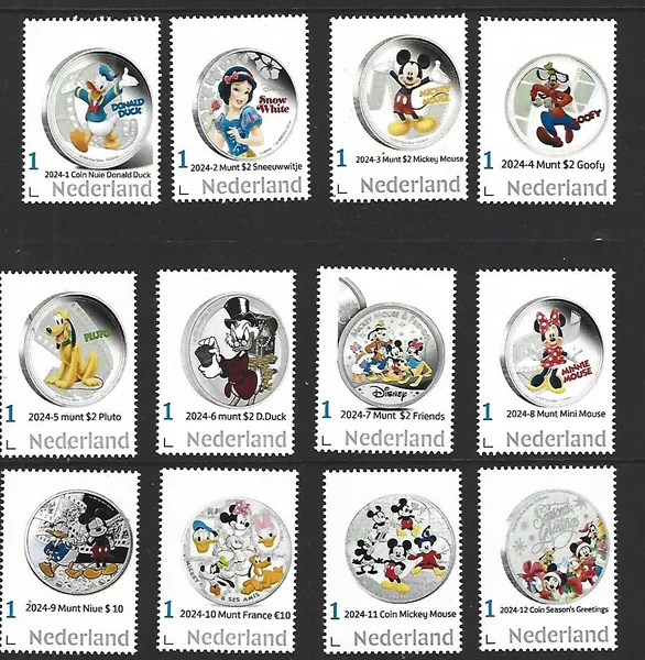 Netherlands 2024 Coin on stamp Disney Yearset complete MNH
