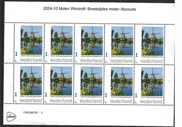 Nederland 2024-10 Molen Windmill: Broekzijdse molen Abcoude sheetlet postfris/mnh