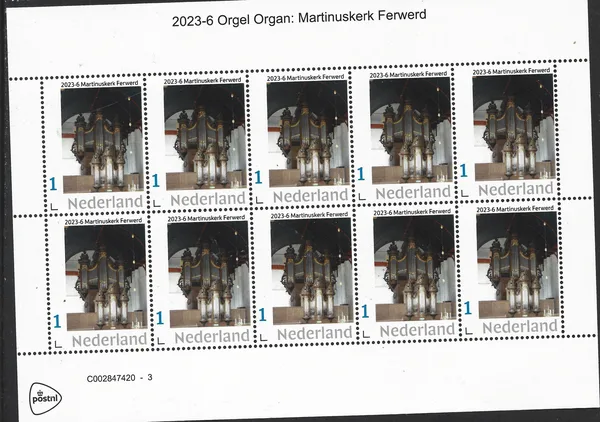 Nederland 2023-6 Orgel Organ: Martinuskerk Ferwerd sheetlet postfris/mnh