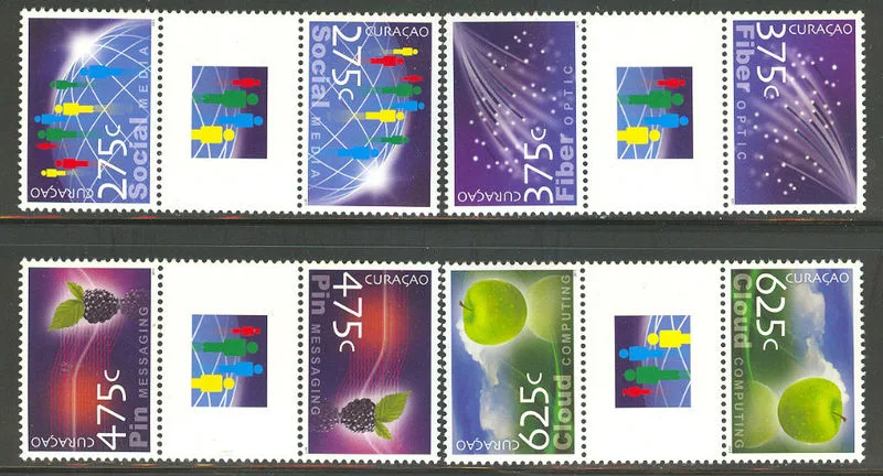 Curacao 39a-42a Technologie 2011 brugparen - gutterpairs postfrs/mnh