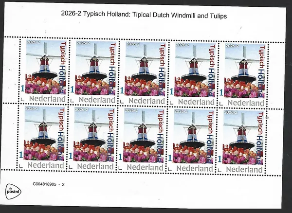 Nederland 2026-2 Typical Dutch: Tulips and Windmill sheet postfris/mnh