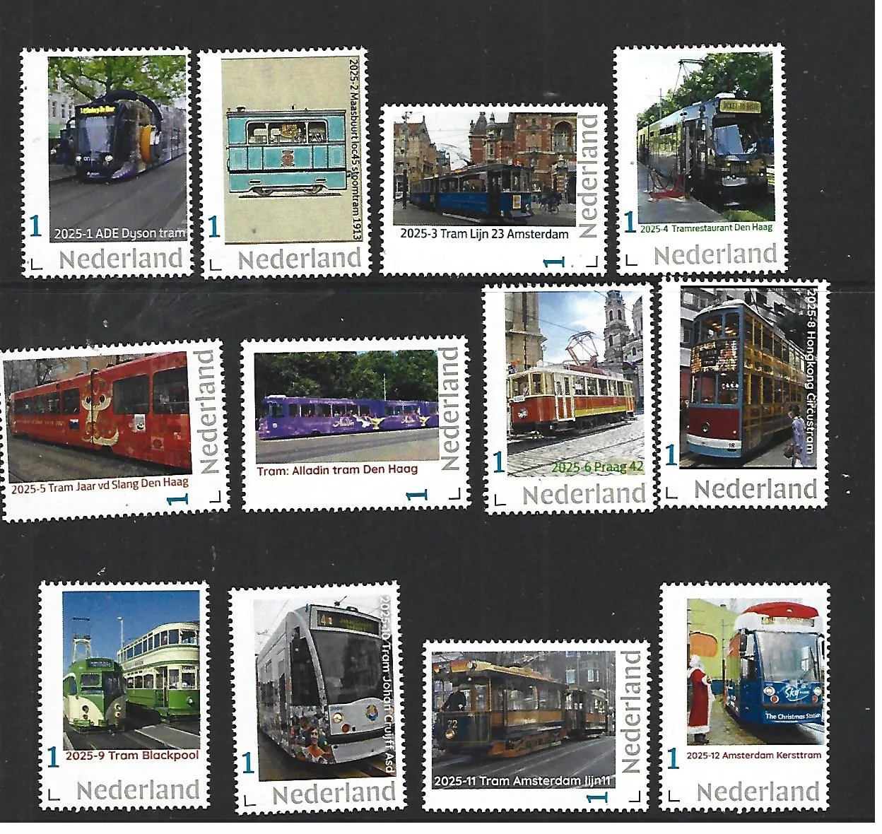 Nederland 2025 Tram Tram Jaarset Yearset 1-12 postfris/mnh