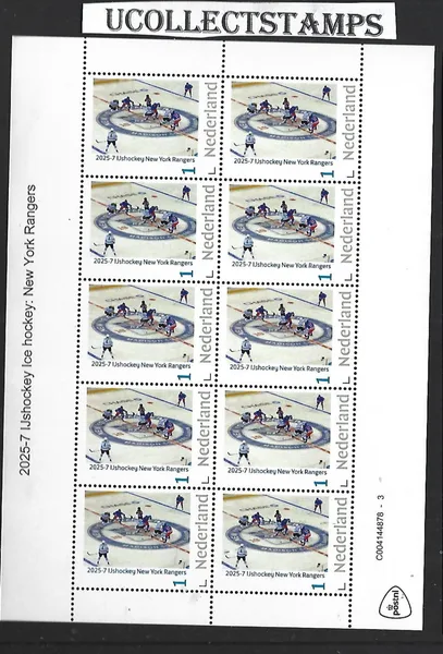 Nederland 2025-7 IJshockey Ice Hockey: sheetlet New York Rangers sheet postfris/mnh