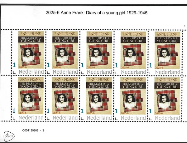 Nederland 2025-6 Anne Frank dagboek sheetlet postfris/mnh