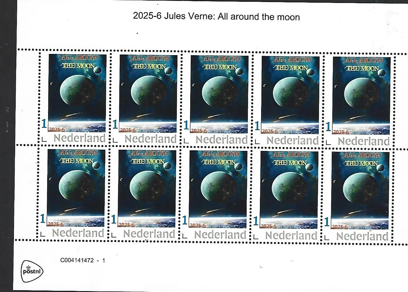 Nederland 2025-6 Jules Verne; Around the Moon space sheet postfris/mnh