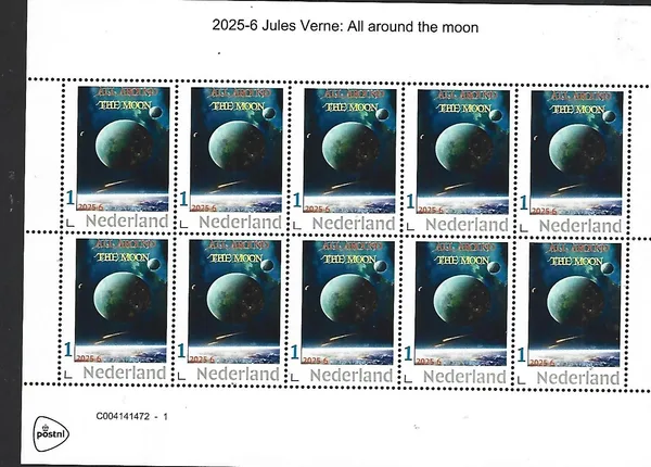 Netherlands 2025-6 Jules Verne; Around the Moon space sheet MNH