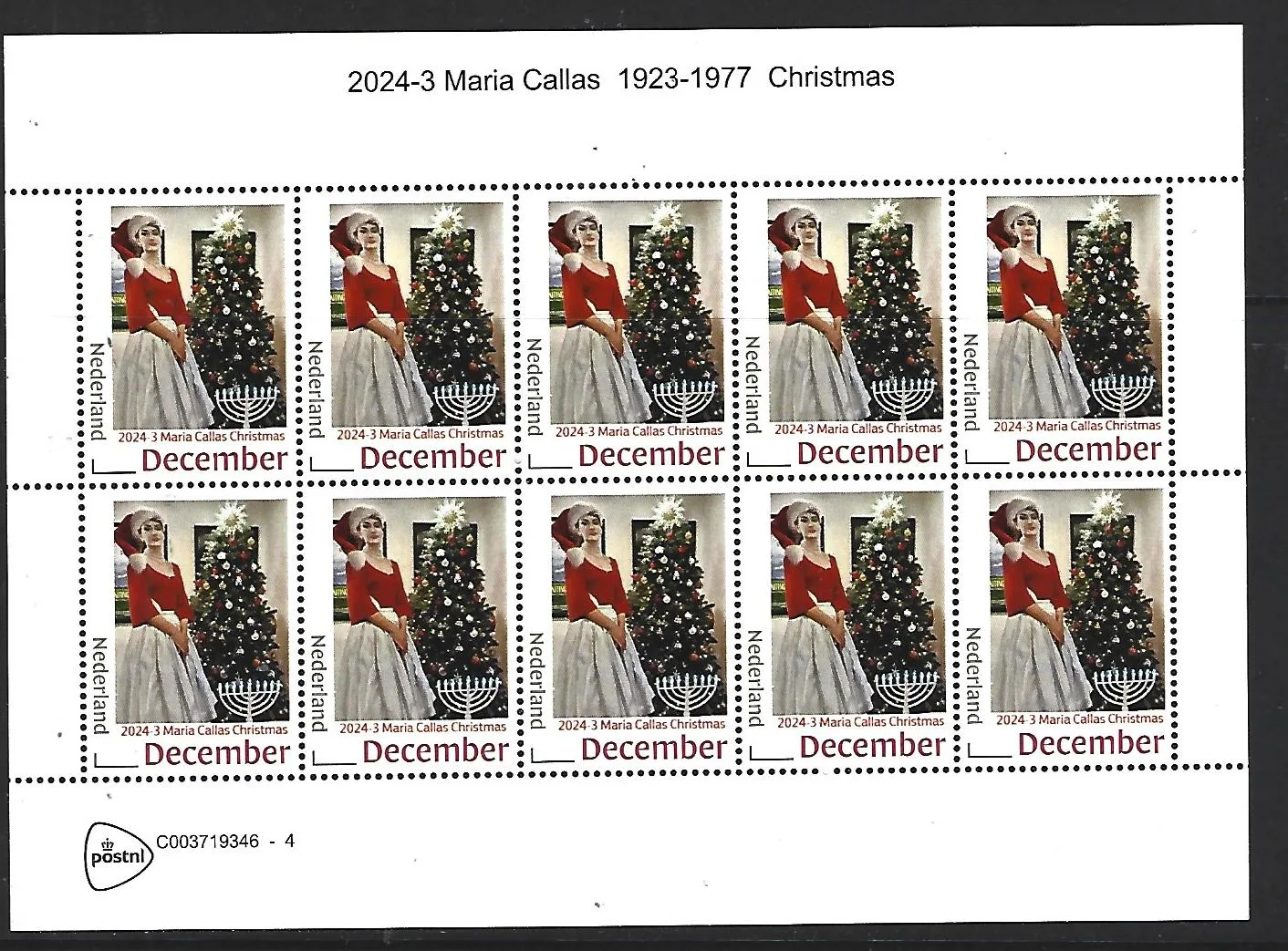 Pays-Bas 2024-3 Maria Callas Noël neuf/mnh