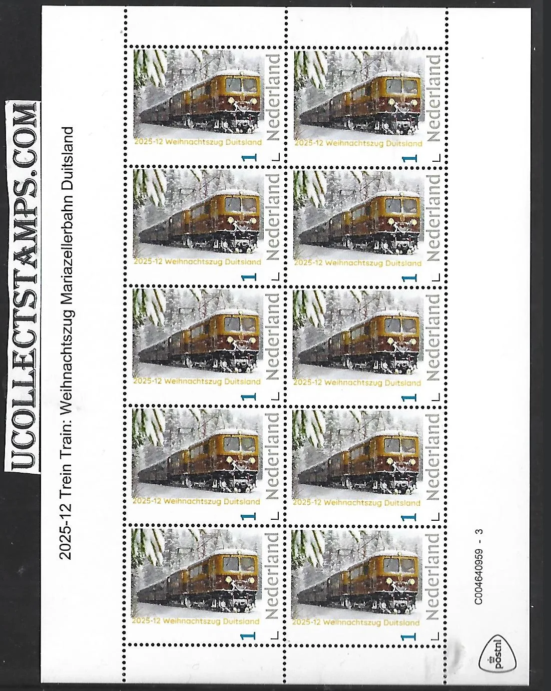 Netherlands 2025-12 Train: Weinachtszug Germany sheet MNH