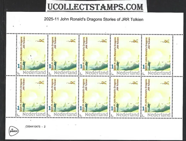 Nederland 2025-11 JRR Tolkien: John Ronald's dragons sheet postfris/mnh