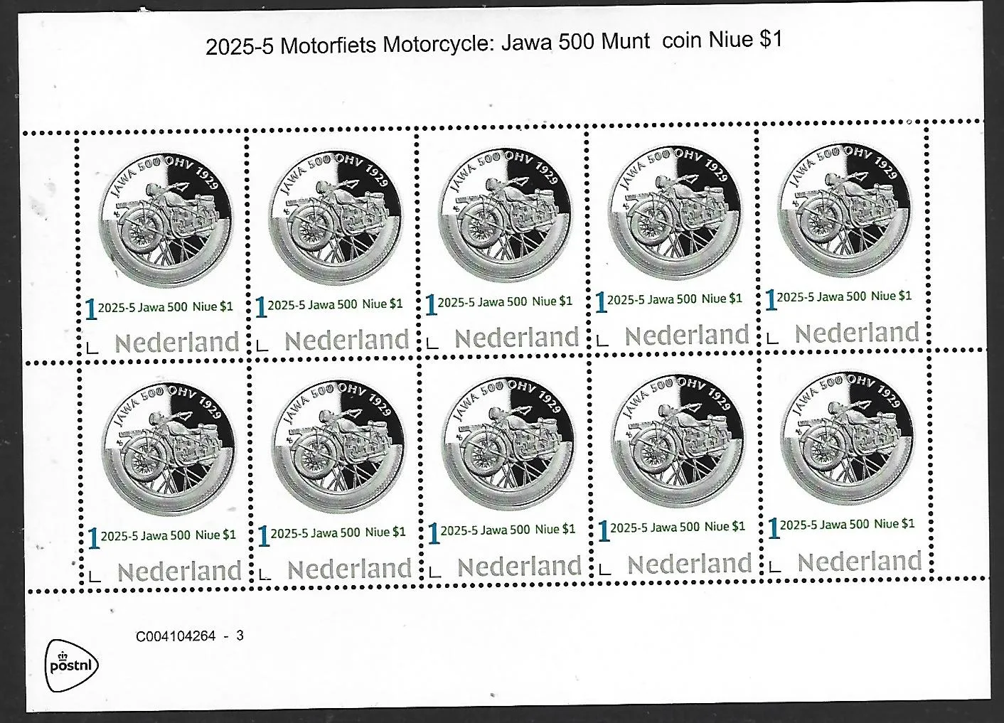 Nederland 2025-5 Motorfiets Motorcycle: jawa 500 coin sheet postfris/mnh