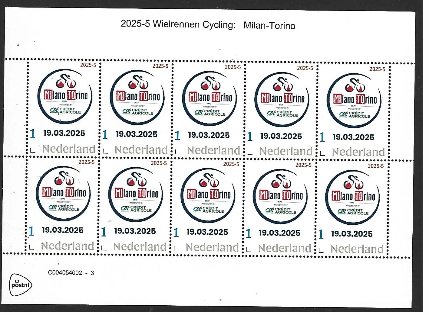 Nederland 2025-5 Wielrennen Cycling: Milan-Torino sheetlet posfris/mnh