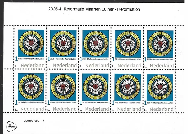 Nederland 2025-4 Maarten Luther schild sheetlet postfris/mnh