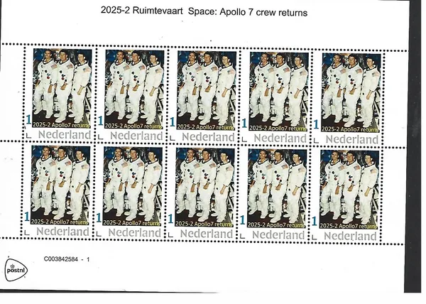 Netherlands 2025-2 Space: Apollo 7 returns sheetlet MNH