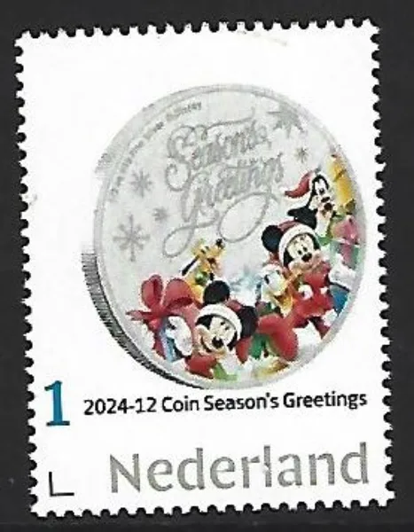 Netherlands 2024-12 Coin on stamp Disney Season's greetings MNH