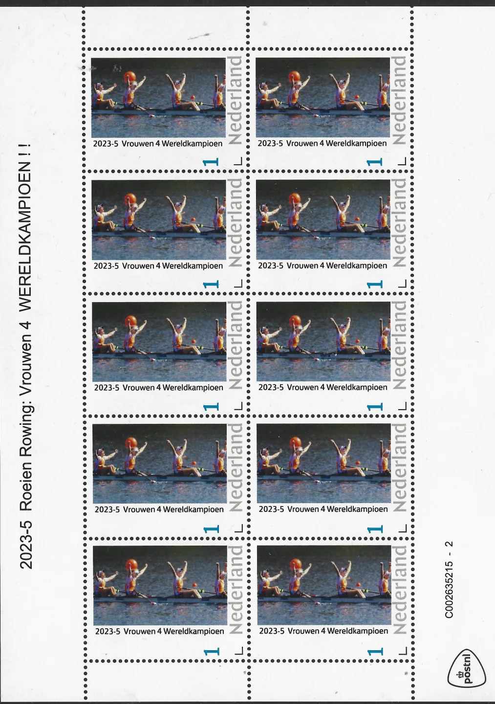 Pays-Bas 2023-5 Aviron : Femmes 4 Championnes du monde feuillet neuf/mnh