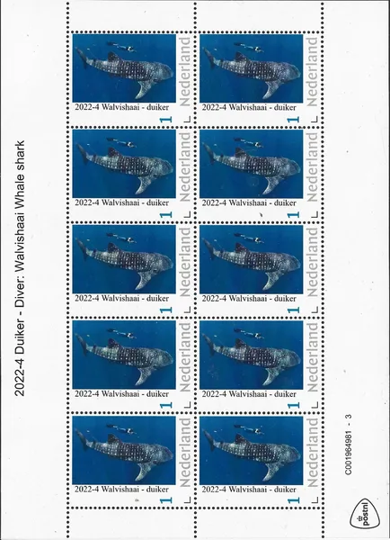 Netherlands 2022-4 Diver Whale shark sheet MNH