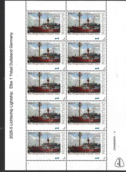 Netherlands 2026-5 Lightship Elbe 1 Ystad Germany sheet MNH