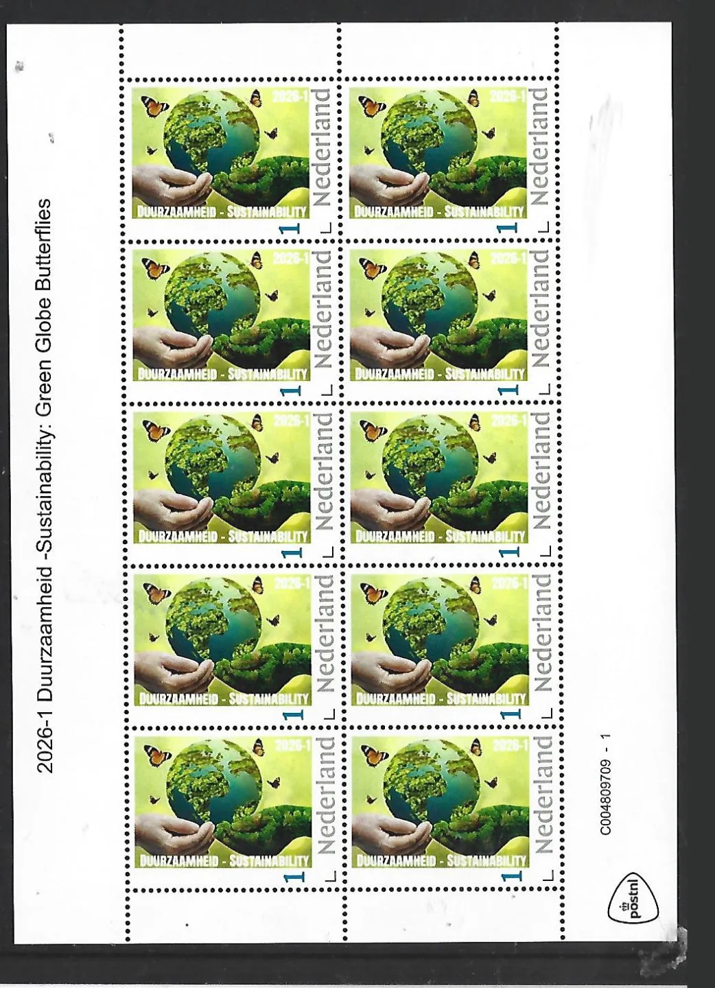 Netherlands 2026-1 Sustainability green butterfly SHEET MNH