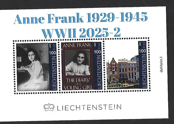 Liechttenstein 2025-2 Anne Frank Diary Anne Frank house sheetlet postfris/mnh