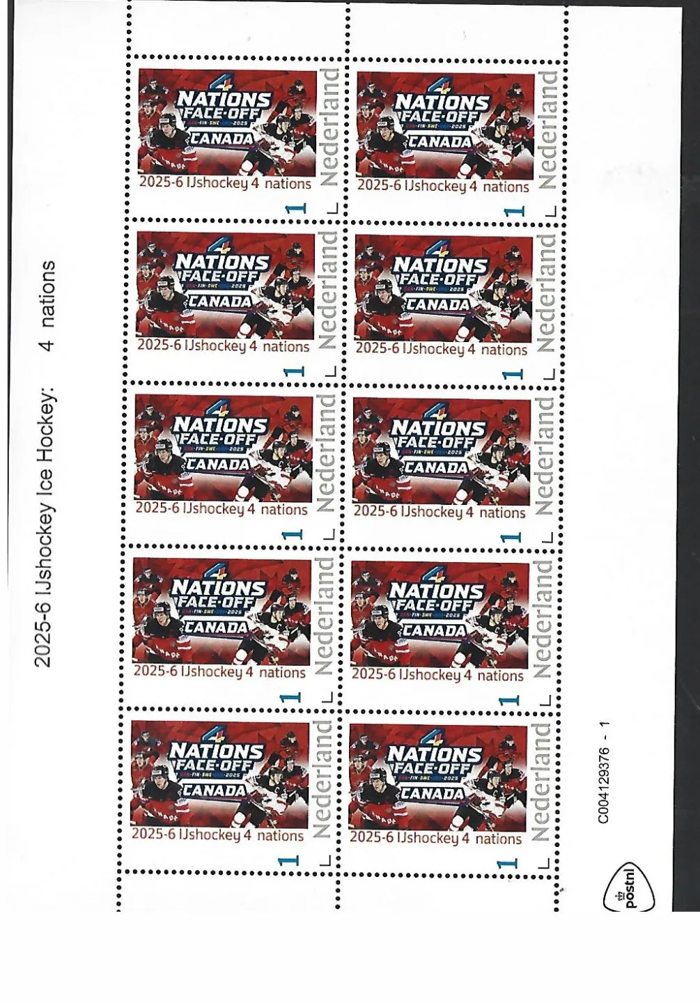 Nederland 2025-6 IJshockey Ice hockey: 4 nations sheet postfris/mnh