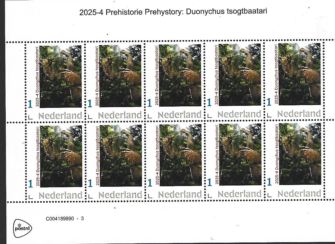 Nederland 2025-4 Prehistorie prehistoric: Duonychus tsogtbaatari sheet postfris/mnh