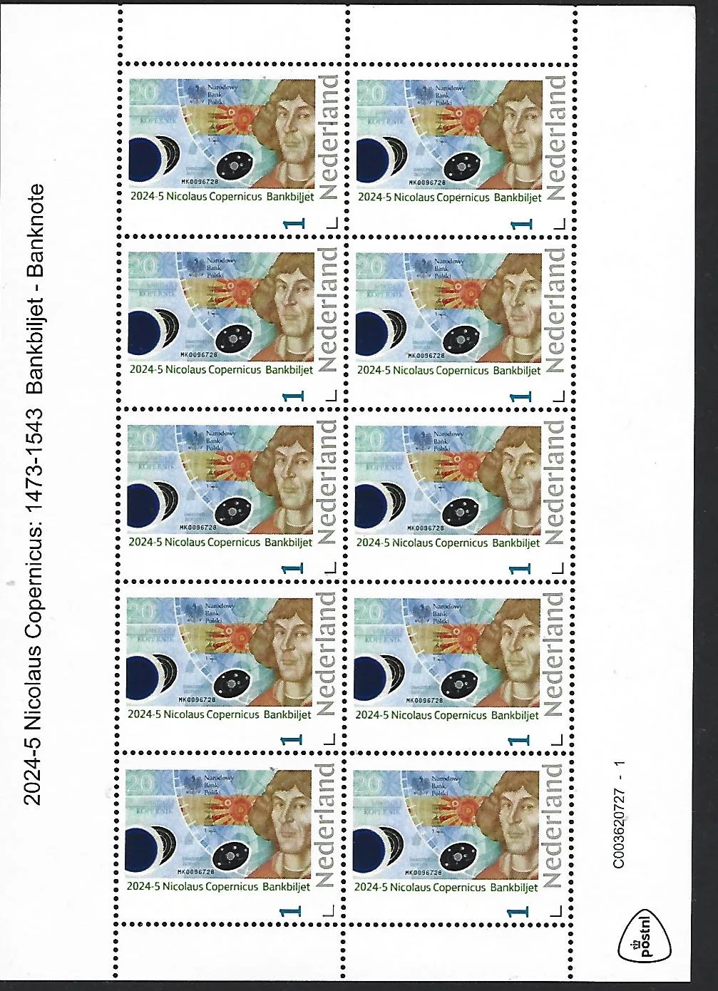 Pays-Bas 2024-5 Nicolaus Copernicus Astronome billet feuille-planche neuf/mnh