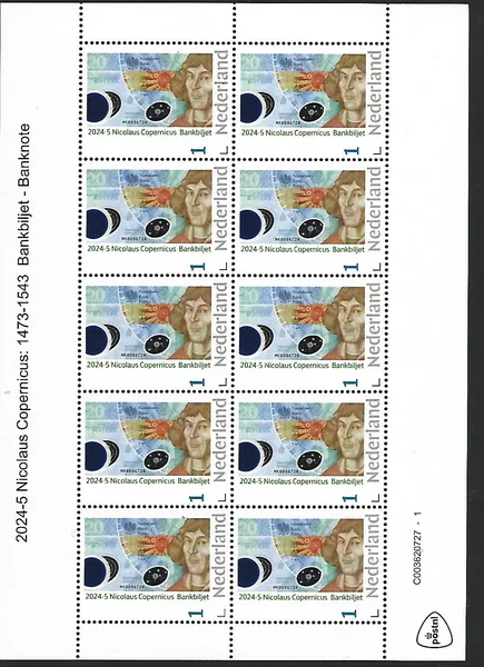 Netherlands 2024-5 Nicolaus Copernicus Astronomer banknote sheet MNH